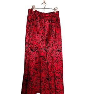 Chetta B Evening Long Formal‎ Red/Black Floral Skirt Size 8